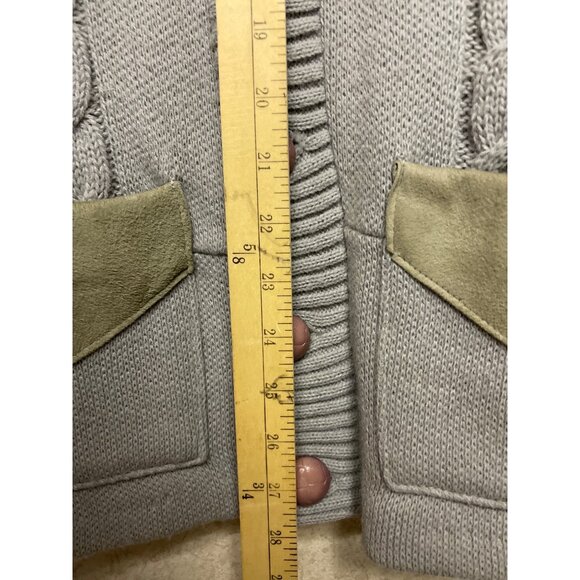 Vintage Orlon Acrylic 100% Virgin Suede Yoke Cardigan Sweater Med Grandpacore - Picture 7 of 8